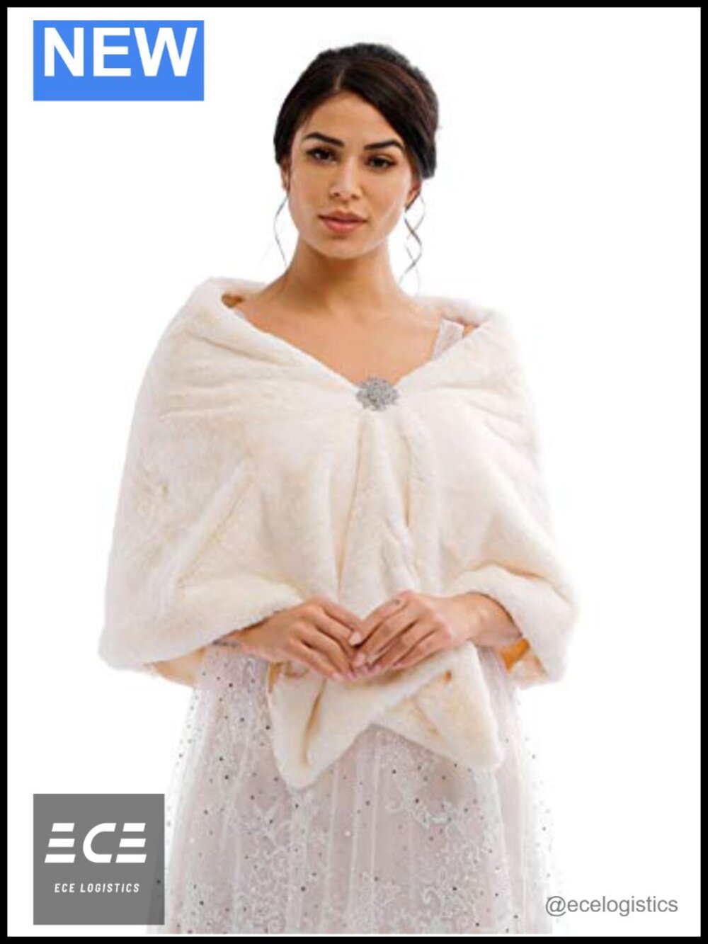 Faux Fur Satin Shawl Wrap Bridal Wedding Scarf